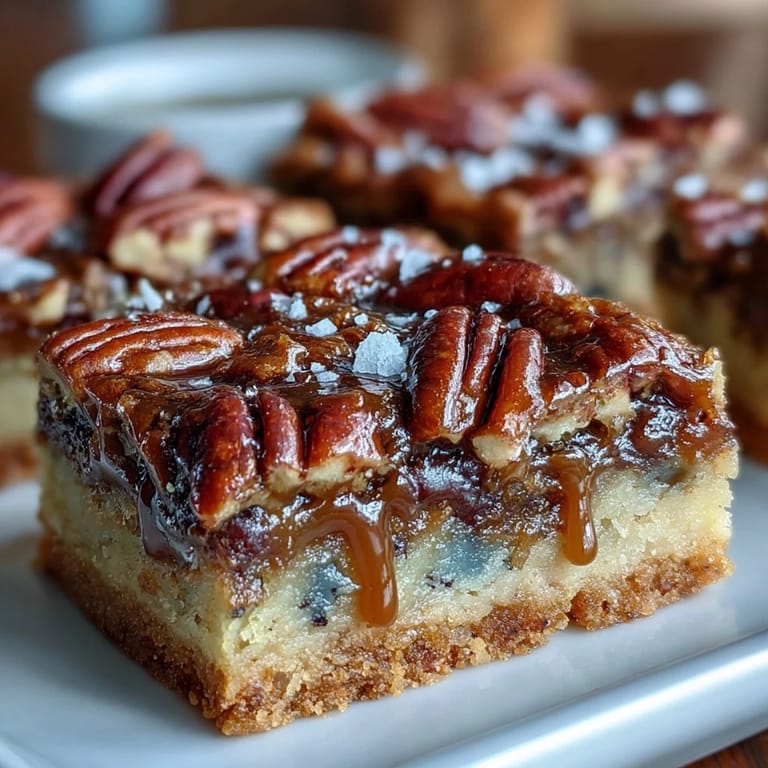 Decadent pecan pie bars with rich chocolate chips and crunchy pecans, ideal for Derby Day celebrations or holiday dessert tables.