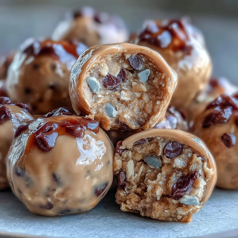 Wholesome peanut butter energy balls mixed with oats and dark chocolate chips, ideal for meal prep or post-workout fuel.