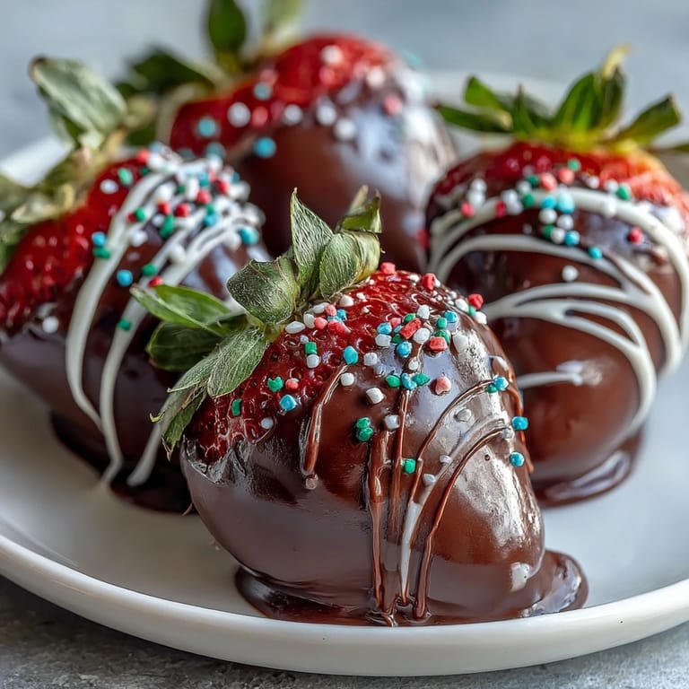 Decadent chocolate-covered strawberries with vibrant Easter sprinkles, perfect for spring parties and easy homemade desserts.