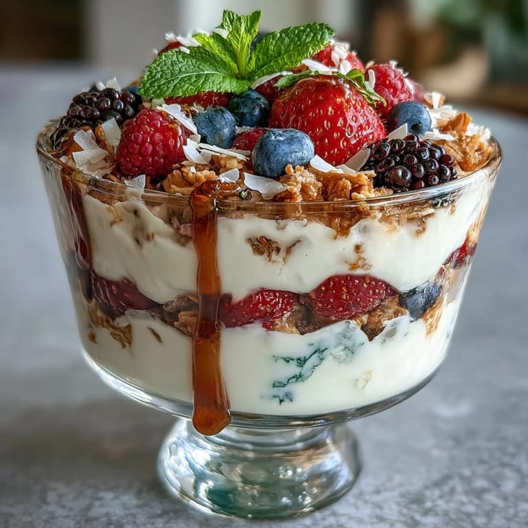 Healthy yogurt parfait bar with fresh berries, tropical fruit, and crunchy toppings, perfect for a festive Mothers Day brunch gathering.