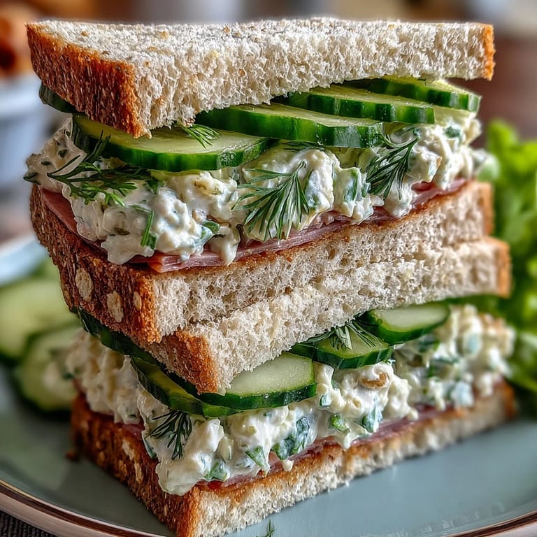 Charming assortment of Kentucky Derby Tea Sandwiches with crisp cucumber, rich egg salad, and tender ham, served on soft bread.