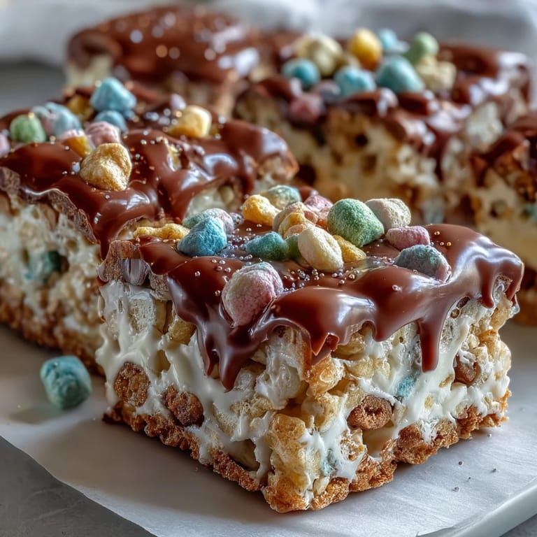 Vibrant St. Patricks Day dessert board featuring Lucky Charms bark, green apple slices, and gold chocolate coins for festive fun.