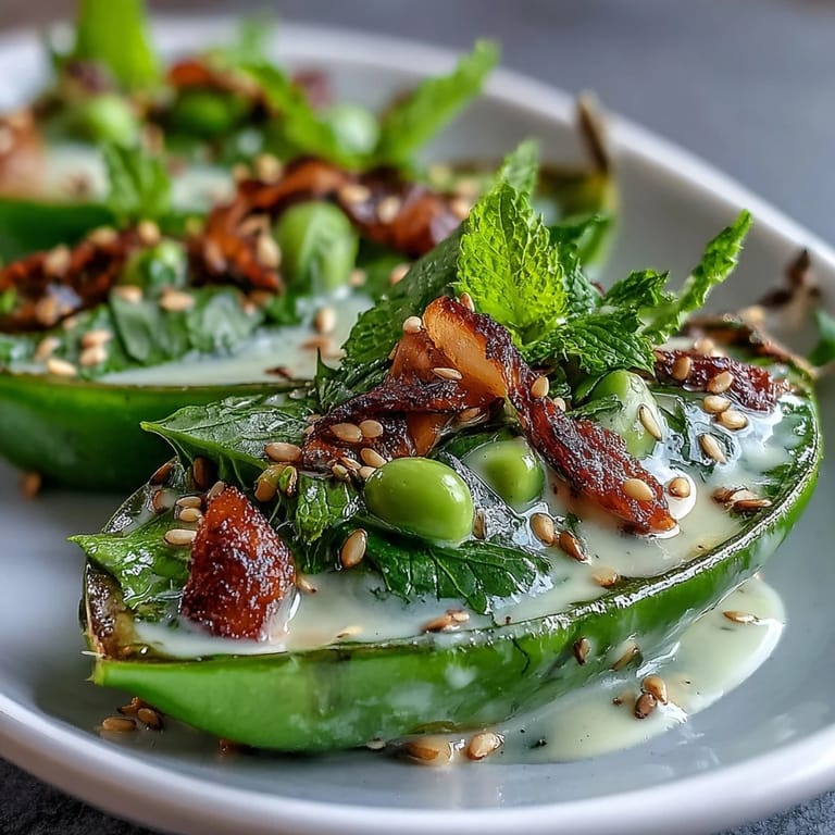 Vibrant spring salad featuring crunchy snap peas, thinly sliced radishes, and a rich tahini-lemon dressing for a refreshing side.  