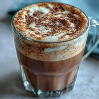 Creamy hojicha latte with vanilla extract, frothy plant milk, and rich roasted green tea aroma.  